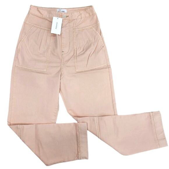 Frame Denim Washed Spanish Villa Pink Pleated Carrot Trouser Pants Size 26 - Picture 1 of 9